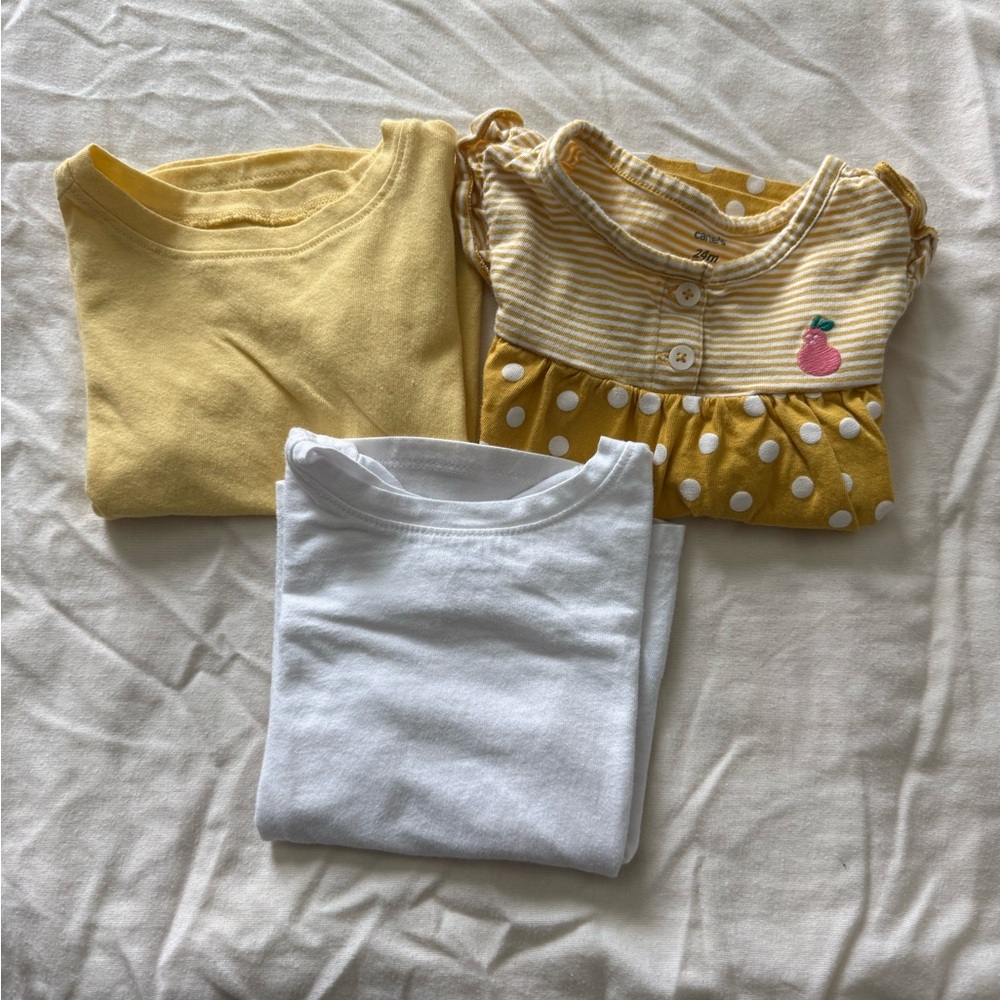 Old Navy Girls Yellow & White Tee Set with Carter’s Polka Dot Button Top